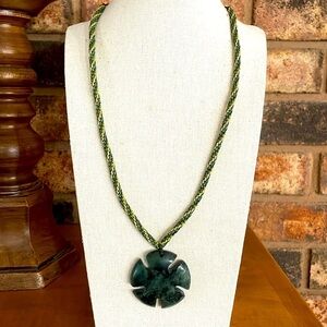 Vintage Nephrite Dark Green  pendant shades of green necklace magnetic clasp